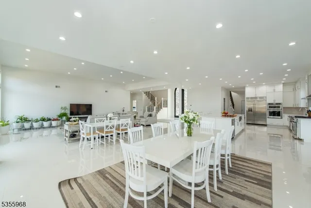a view of a dining area with furniture