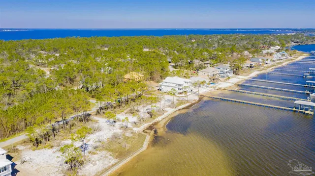 a view of a lake from a yard