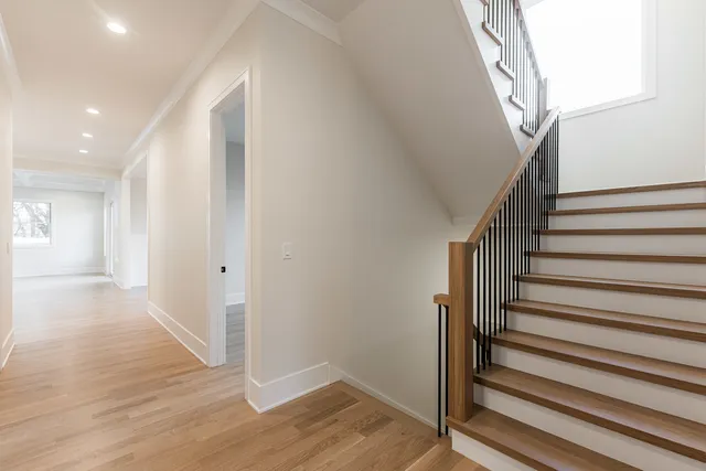 a view of entryway with wooden floor