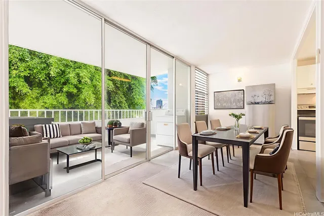 a view of a living room and furniture