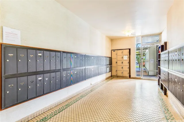 a view of a porch with wooden floor