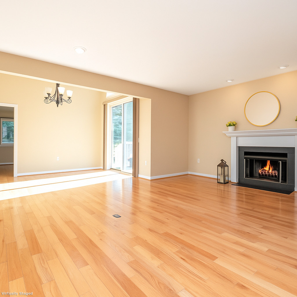 52 Glen Ridge, Unit 52 Wilton, CT 06897 - Photo 25 of 27 an empty room with wooden floor fireplace and windows