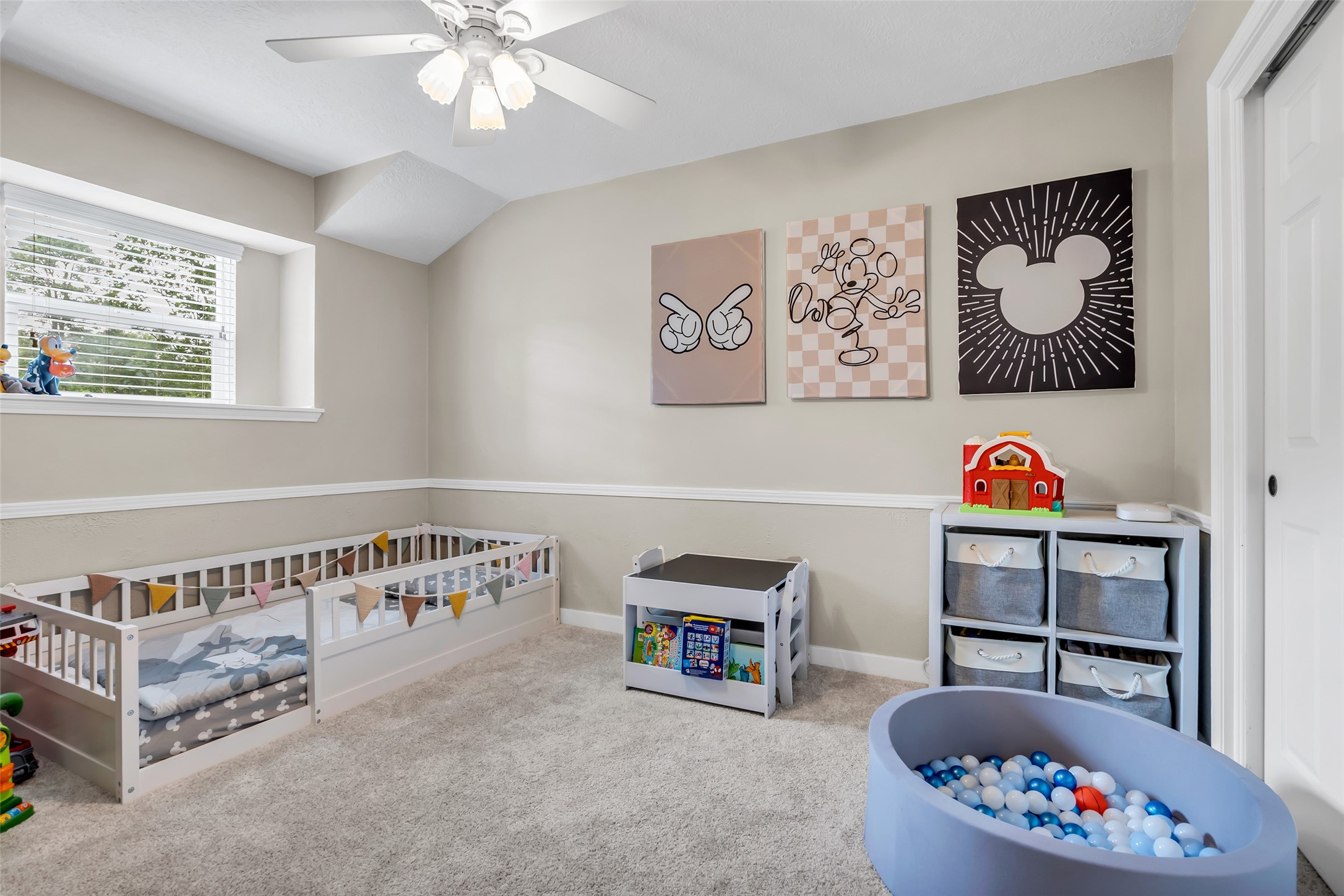 22502 Fields Lane Spring, TX 77389 - Photo 23 of 39 3rd Bedroom with a large window provides natural light, creating a bright and inviting space.
