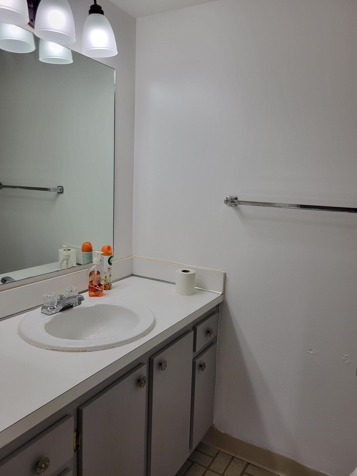 302 Pine Ridge Circle, Unit D2 Greenacres, FL 33463 - Photo 10 of 20 a bathroom with a sink and a mirror