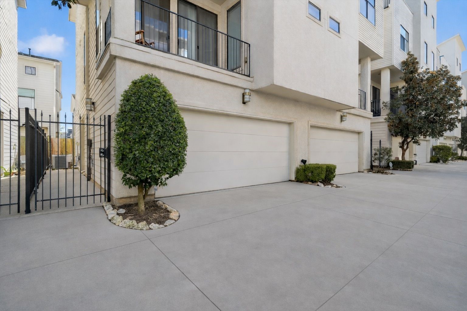 Private 2-car attached garage with gated rear access
