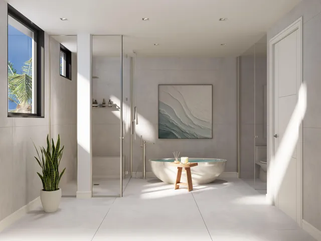 a view of a hallway with seating area