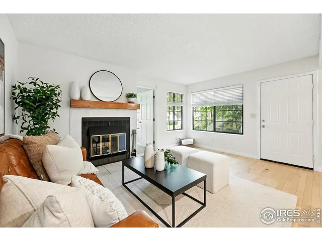 a living room with furniture a window and a fireplace