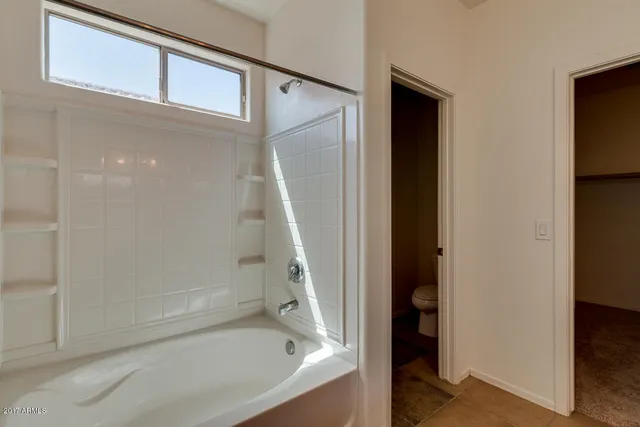 a bathroom with a bathtub