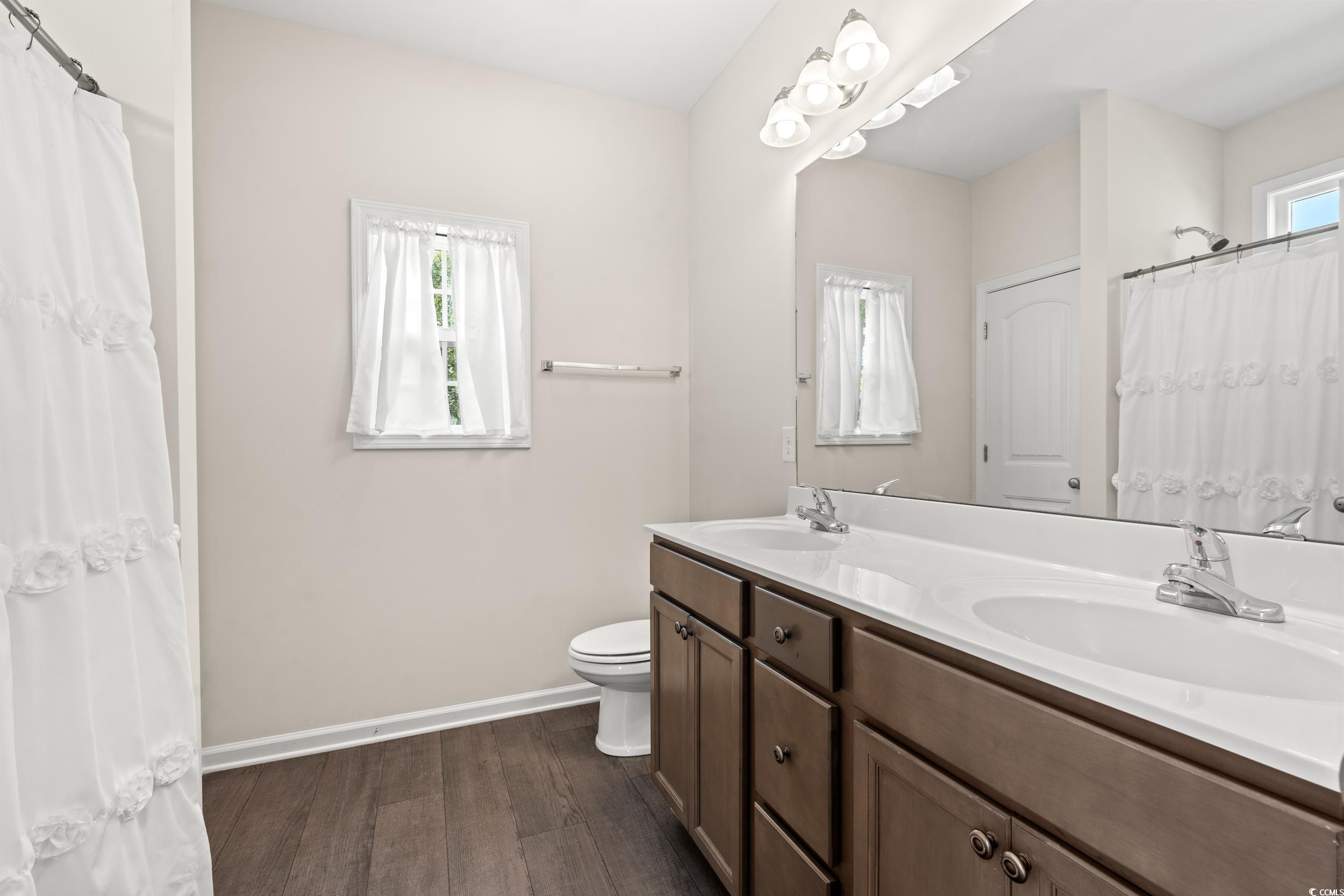 280 Palm Terrace Loop Conway, SC 29526 - Photo 19 of 29 Bathroom featuring dual vanity, toilet, hardwood /