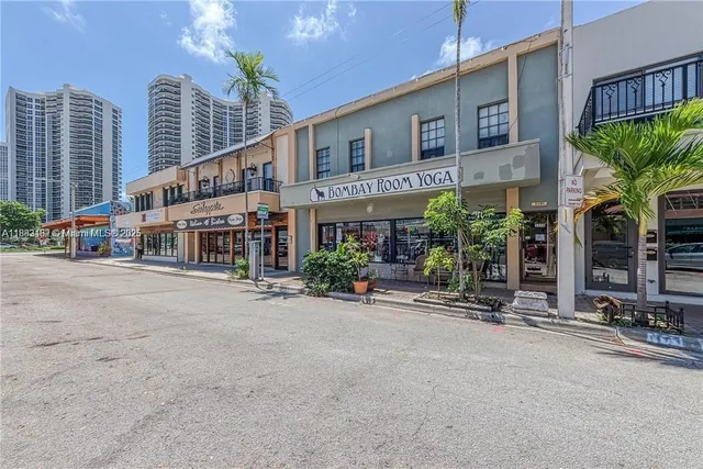a view of a building with a patio