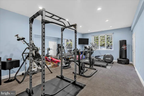 a view of a room with gym equipment