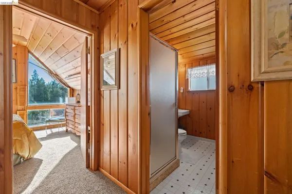 a view of a balcony and door