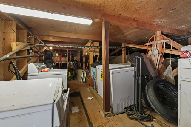 a view of a storage room with washer and dryer