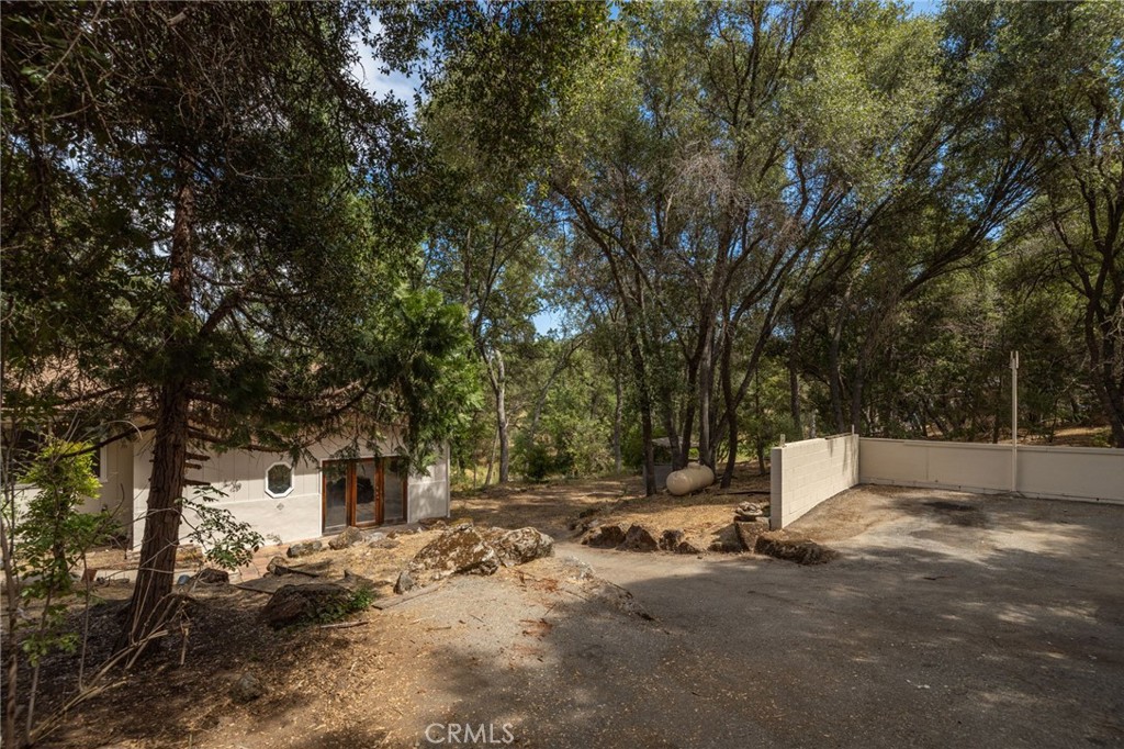 32413 Chickasaw Road Coarsegold, CA 93614 - Photo 53 of 66 a view of backyard with large trees and outdoor seating