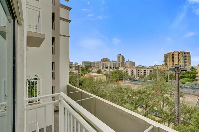 a view of a city from a balcony