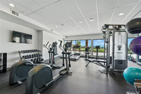 a view of a room with gym equipment