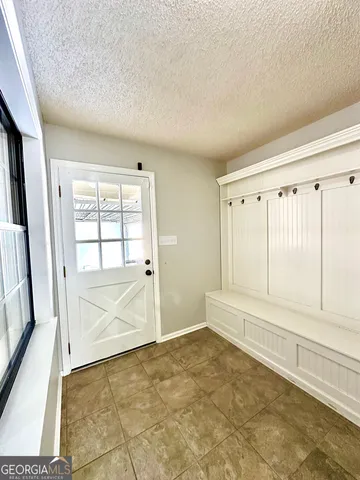 a view of garage with window