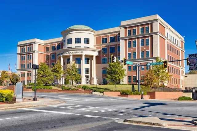 a front view of a multi story building