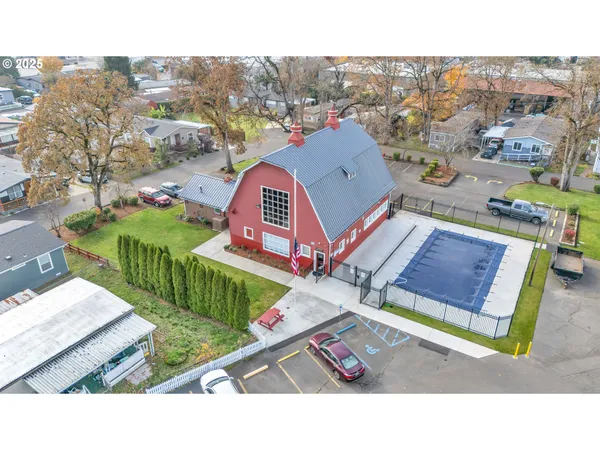 an aerial view of a house