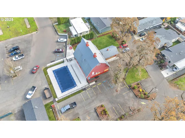 an aerial view of a house