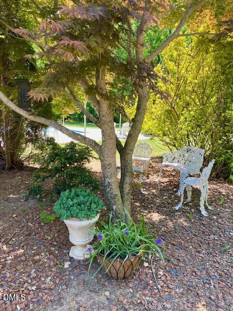 534 Dink Ashley Road Timberlake, NC 27583 - Photo 74 of 86 a view of a backyard with table and chairs and potted plants
