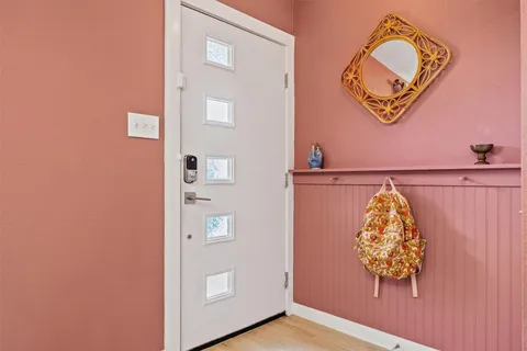 an aerial view of a entryway