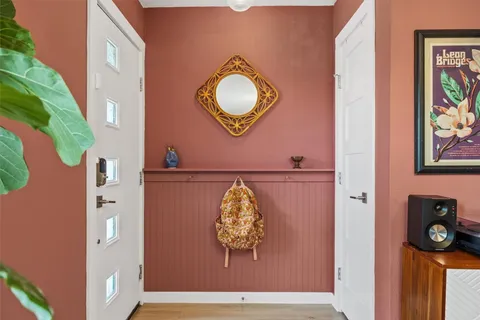 an aerial view of a entryway