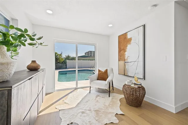 a view of a room with racks on the wall