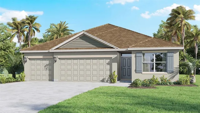 front view of a house with a garden