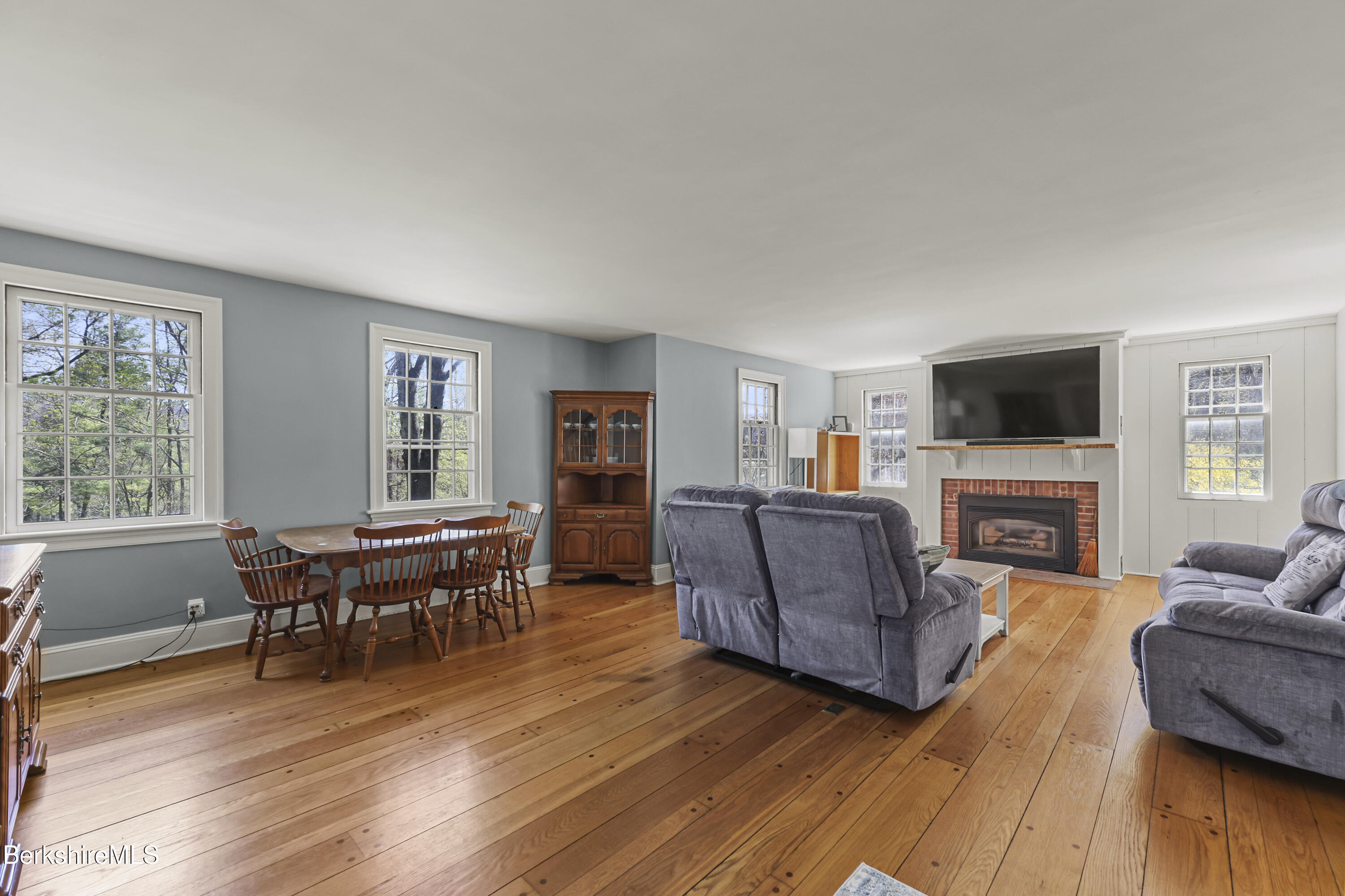 100 South Prospect Street Lee, MA 01238 - Photo 6 of 39 a living room with furniture a fireplace and a flat screen tv