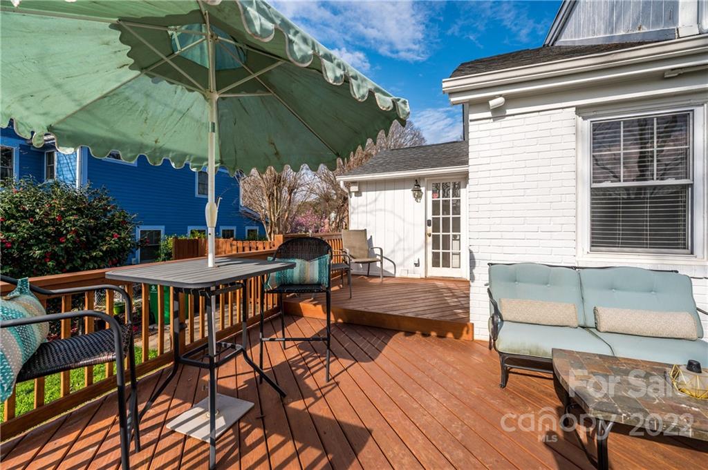332 Marsh Road Charlotte, NC 28209 - Photo 33 of 37 a view of a patio with table and chairs under an umbrella