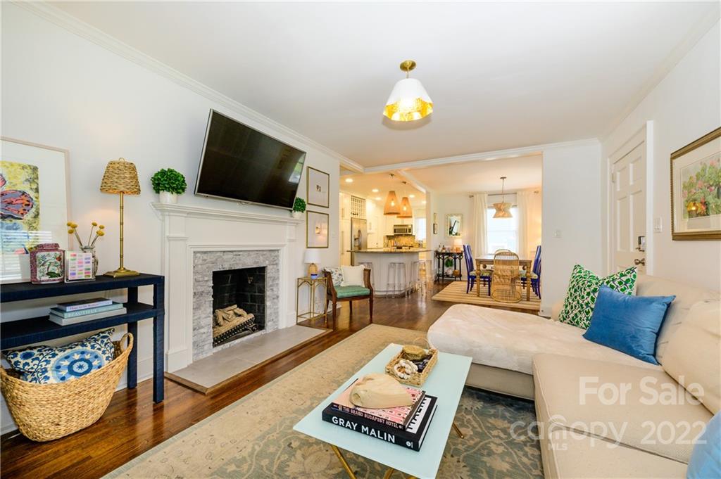332 Marsh Road Charlotte, NC 28209 - Photo 5 of 37 a living room with furniture and a fireplace