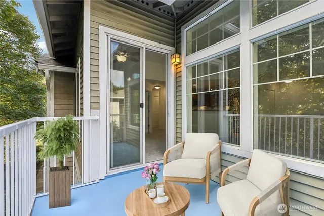 a view of a house with a large window