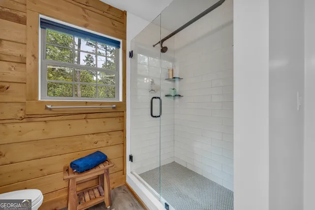 a bathroom with a shower