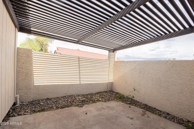 a view of a room that has a window