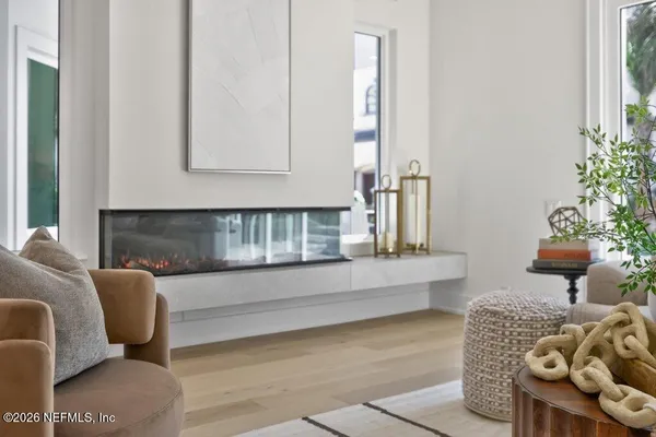 a living room with furniture and a couch