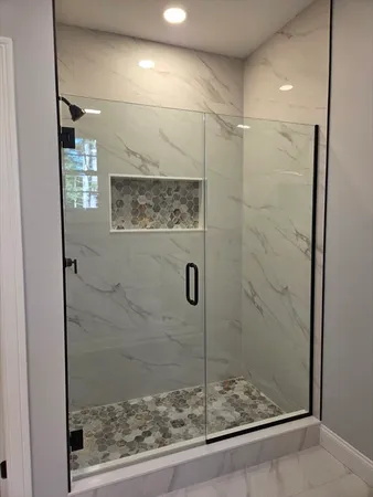 a bathroom with a shower