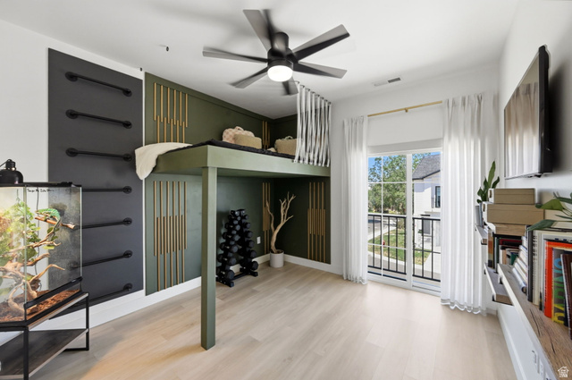 57 McCall Ln. Farmington, UT 84025 - Photo 23 of 36 Room featuring a built-in loft bed and a ceiling fan