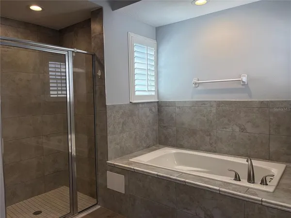 a bathroom with a bathtub
