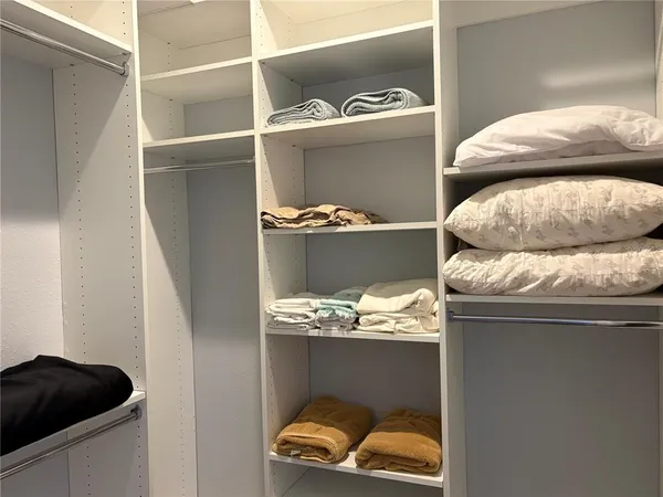 a view of towel hanging in closet