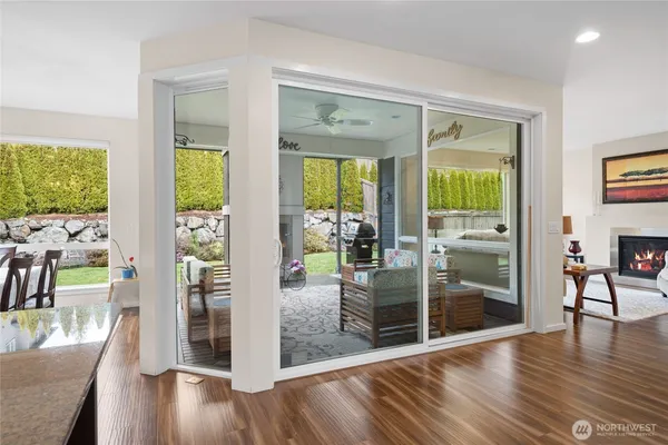 a view of livingroom with furniture window and front door