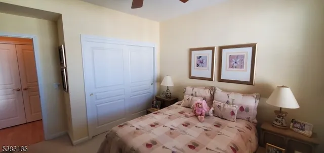 a bathroom with a shower and a door