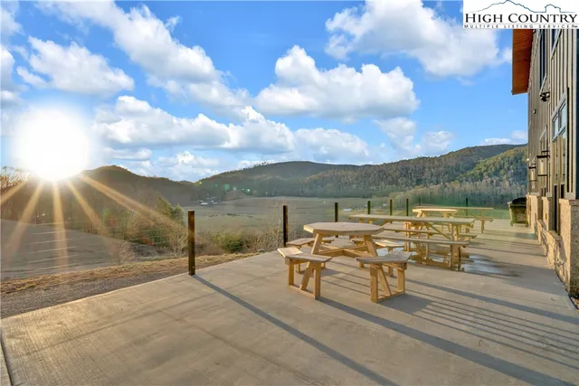a view of a terrace with chairs