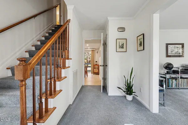 a view of an entryway with wooden floor and a potted plant