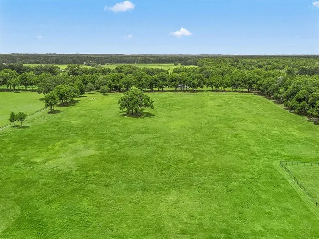 a view of a field with an ocean