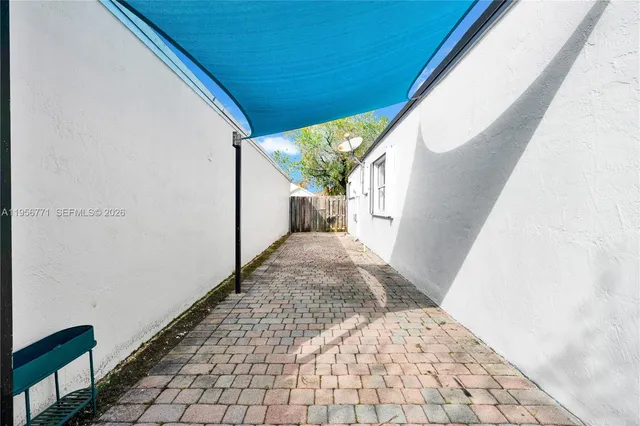 a view of wooden door