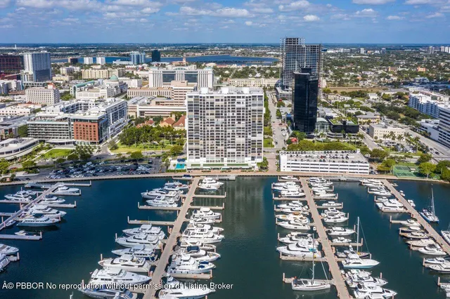 a view of a city with tall buildings