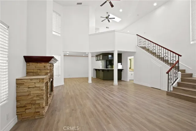 an empty room with windows