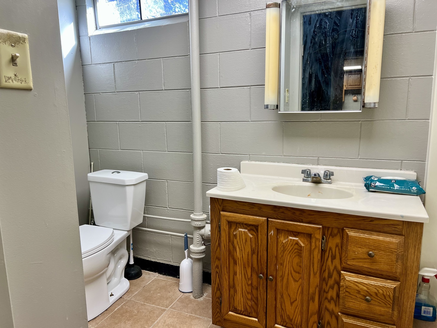 915 Morgan Street Normal, IL 61761 - Photo 38 of 43 a bathroom with a toilet sink and mirror