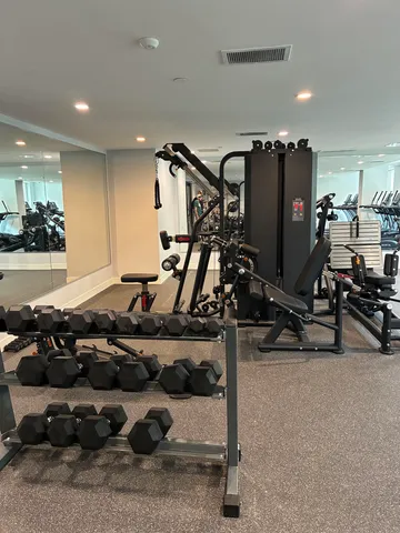 a view of a room with gym equipment